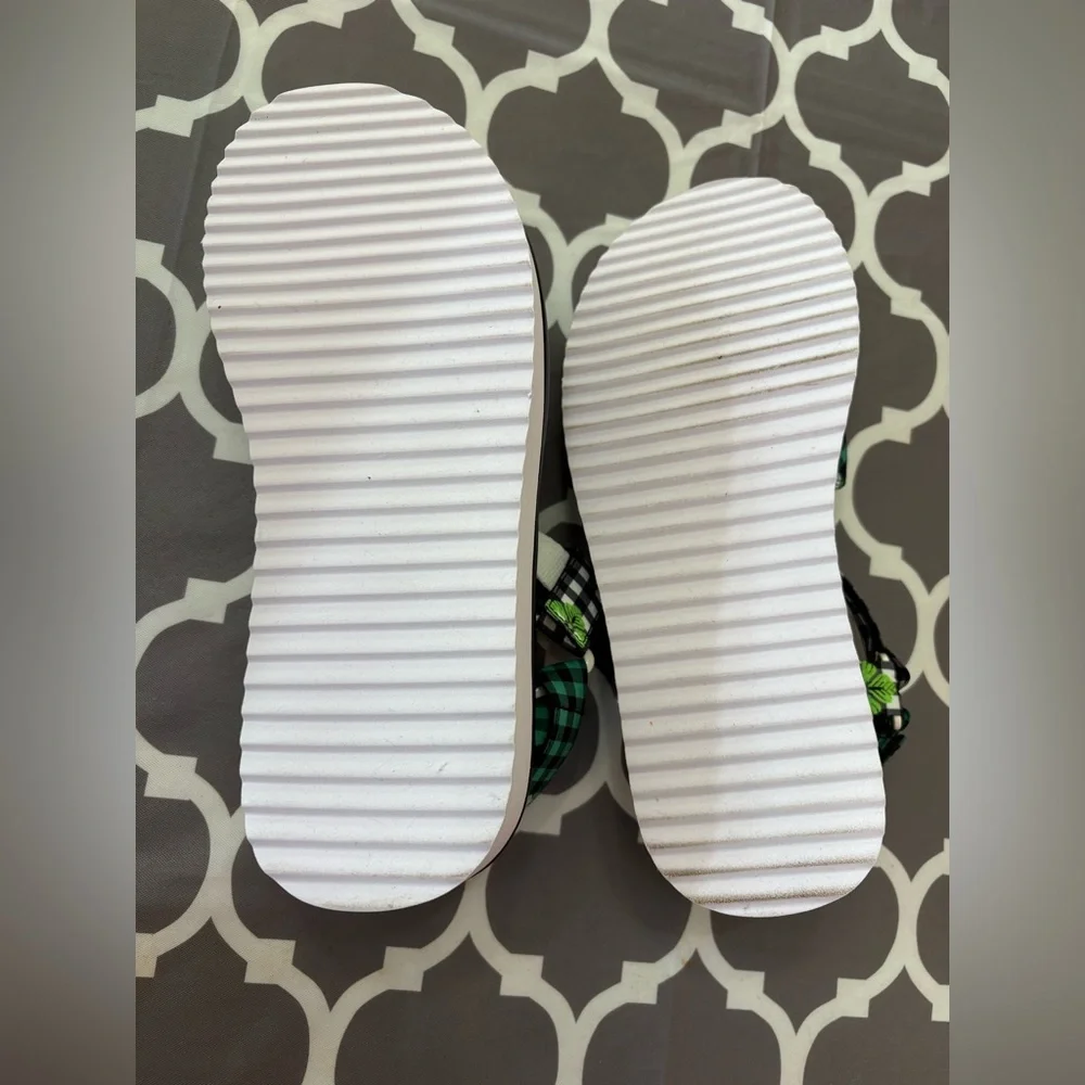 KATE SPADE Dotty Gingham Velcro Platform Sandals NIB
